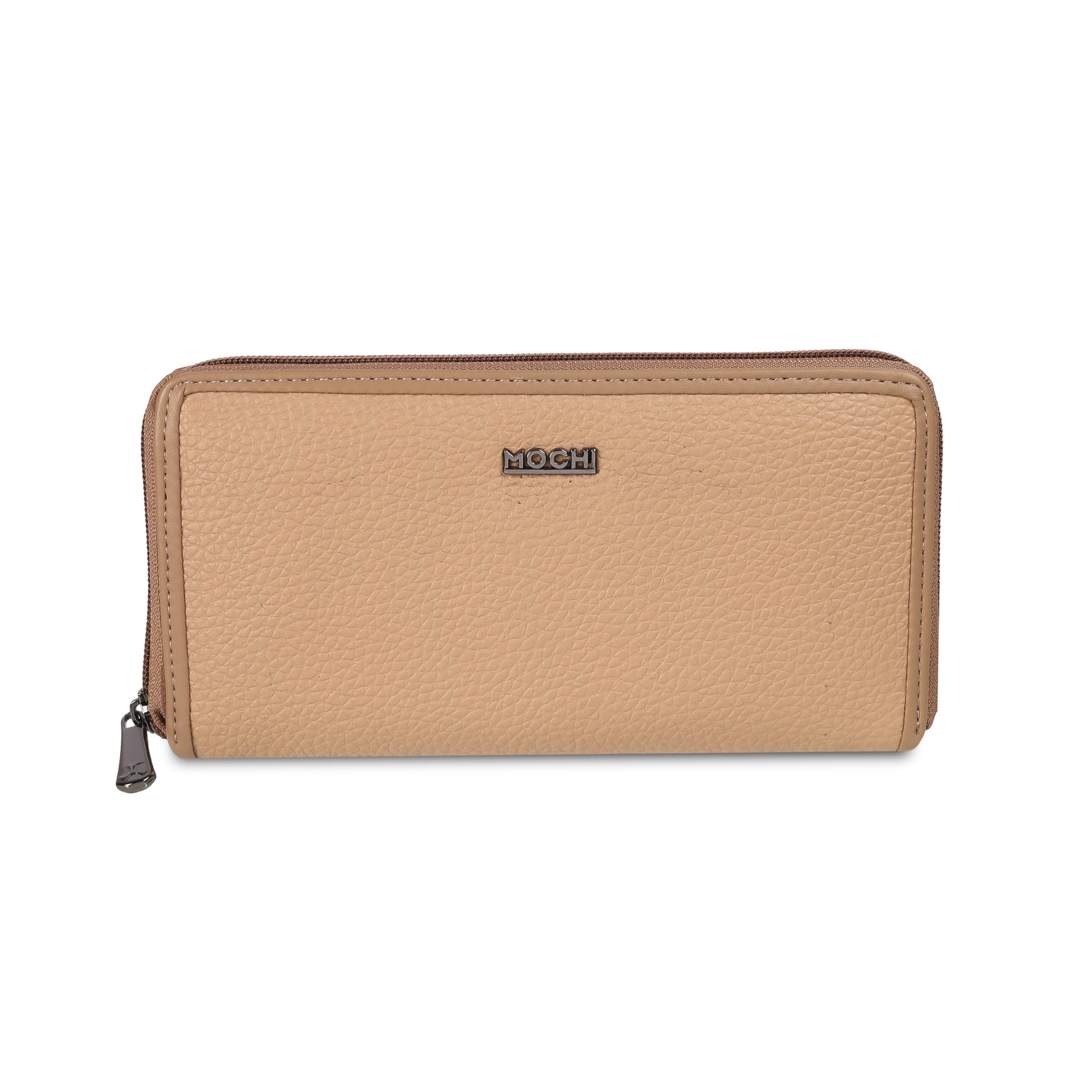 mochi Women Beige Faux Leather Casual Clutch with Premium Metal Logo (95-135)-picture-17