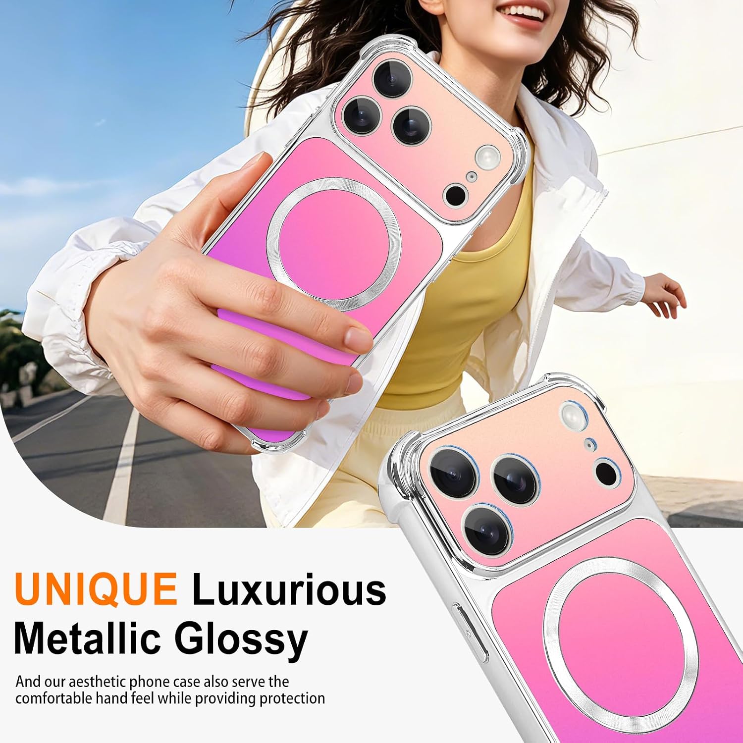 tharlet for iPhone 17 Pro Case Dazzling Pink Anti-Drop Shockproof image 2