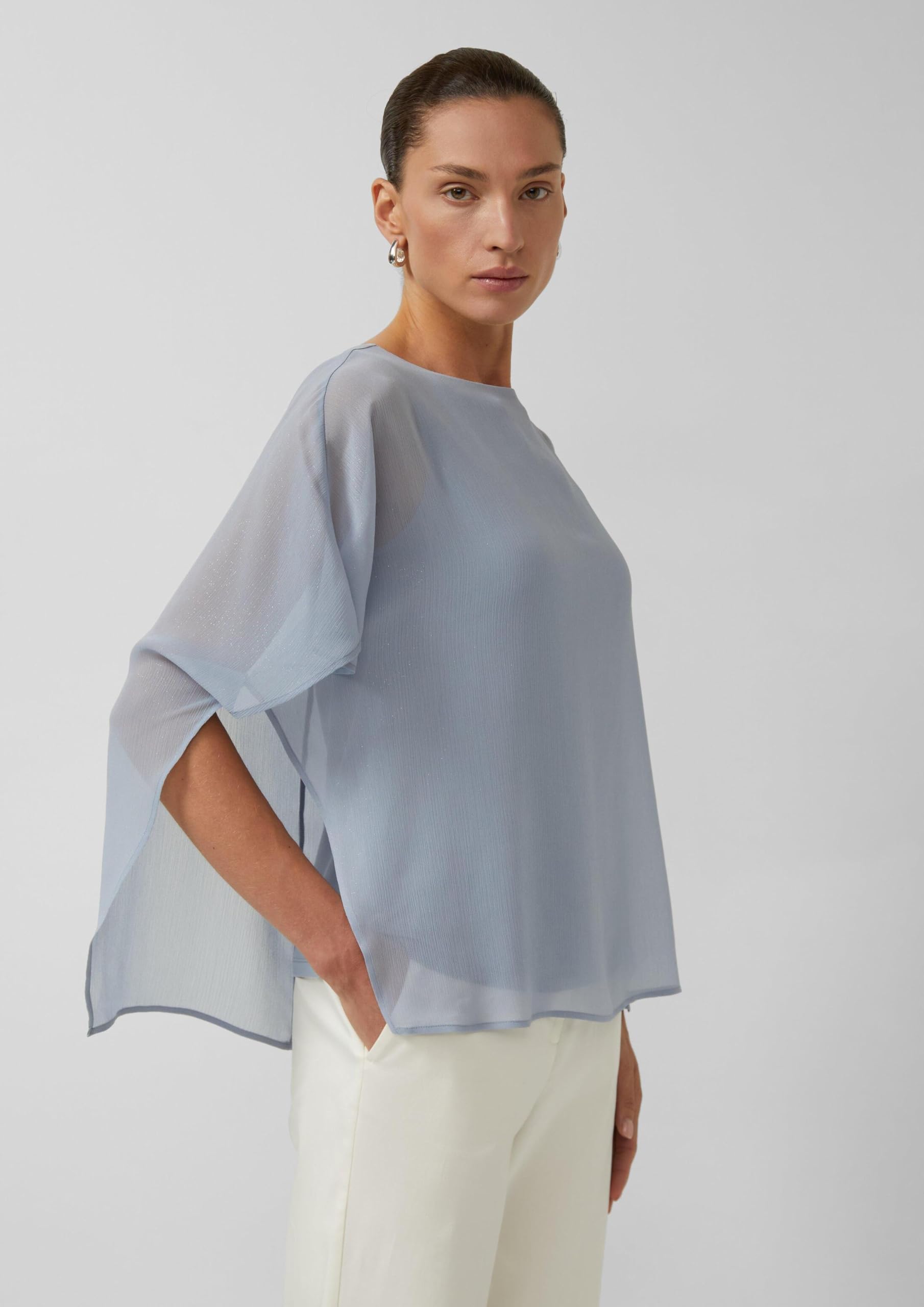 s.Oliver Chiffon-Shirt im Relaxed Fit mit Jersey-Top