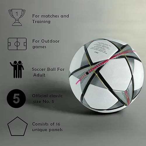 Miniatura 4 de Balón de fútbol de la Champion, talla 5, réplica oficial del partido, perfecto para fanáticos del fútbol, entrenamiento y juego.
