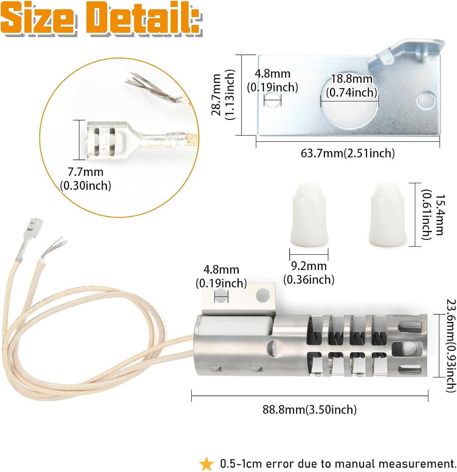 WB2X9154 Oven Burner Igniter Fit for GE Round Gas Range Igniter Replacement Parts Replace# AP2014008 EAP243425 300259 WB00X6640
