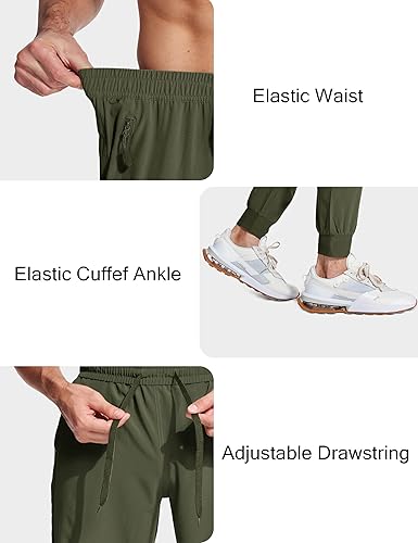 Miniatura 4 de MAGCOMSEN Pantalones deportivos para hombre con bolsillos con cremallera, pantalones deportivos ligeros para senderismo, correr, entrenamiento