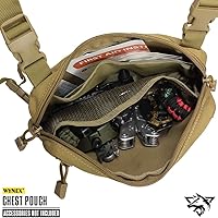 Vista 5 de WYNEX Recon Kit Bag, Tactical Chest Pack Molle Vest Bags Front Pouch Multi-Purpose Daypack Concealed EDC Carry Pouch Caqui
