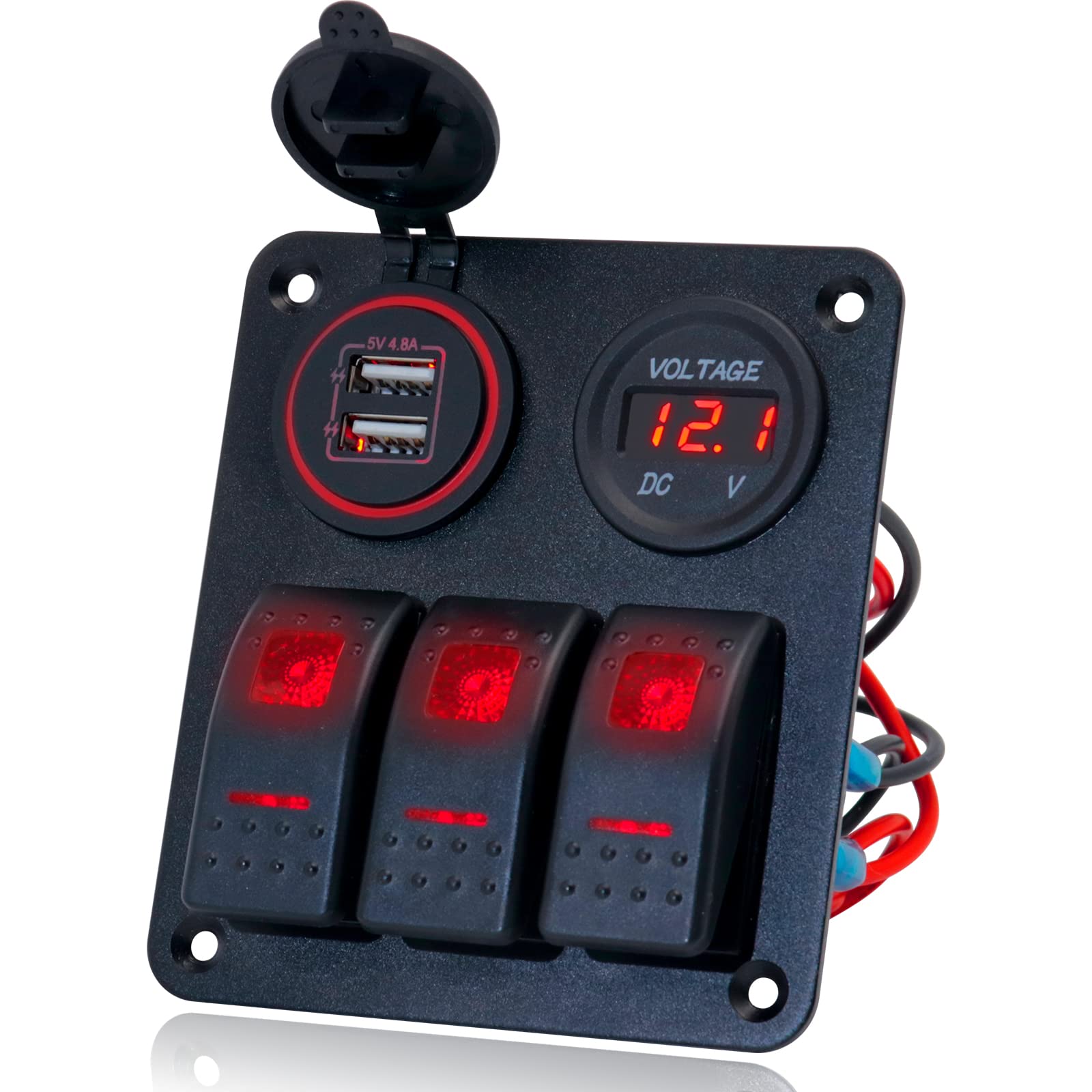 Zoom Toggle Rocker 12v Switch Panel Rocker Panel 6 Gang 12V/24V Blue LED Toggle Rocker ...