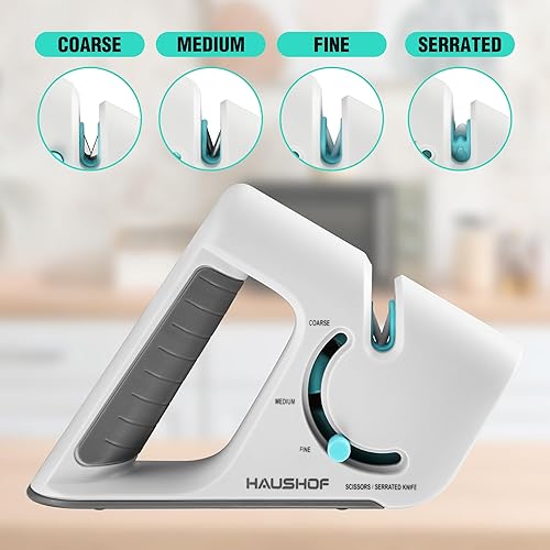 Miniatura 2 de HAUSHOF Afilador de cuchillos 4 en 1, afiladores de cuchillos de cocina de 4 etapas de alta calidad para tijeras, cuchillo de bolsillo, cuchillo de
