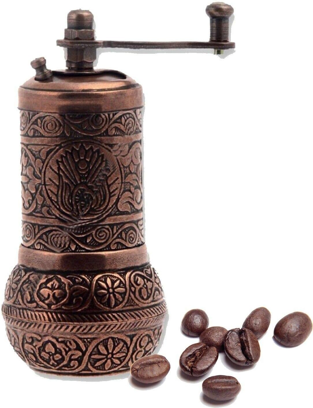 Turkish Handmade Copper Coffee Salt Pepper Spice Grinder Mill (12cm, Copper)
