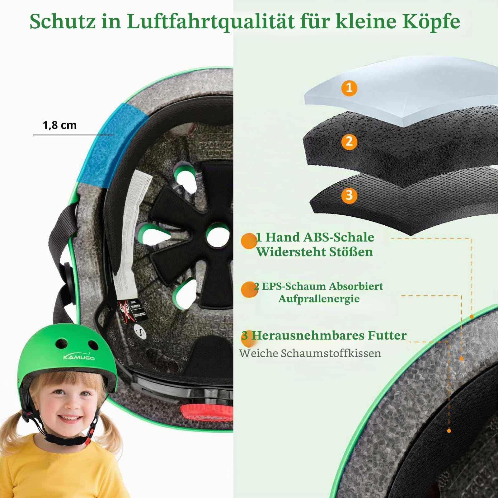 Verstellbarer Kinderhelm, geeignet für Kleinkinder, Kinder im Alter von 2–8 Jahren, Jungen und Mädchen