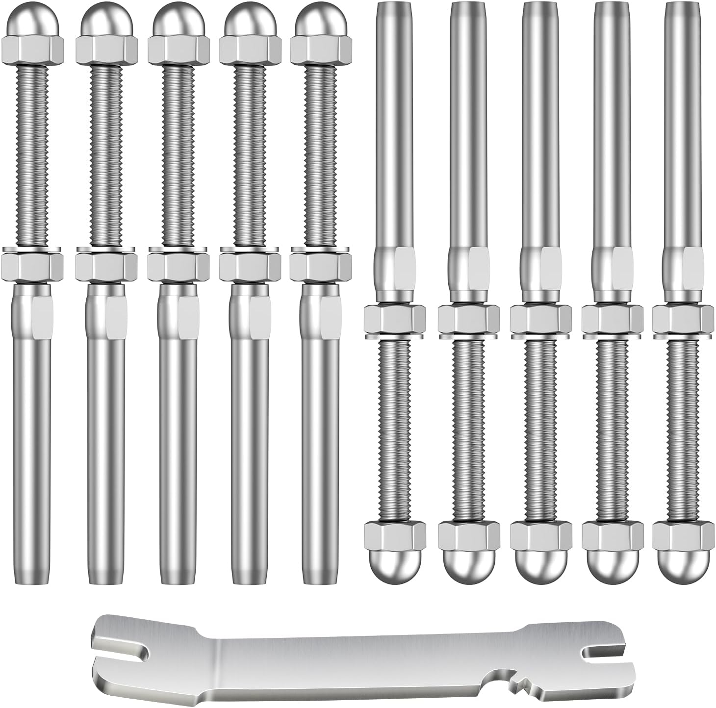 10 Pack Cable Railing Swage Threaded Stud Tension End Fitting Terminal for 1/8" Deck Cable Railing, T316 Stainless Steel, Cable Railing tensioner 1/8" for 2"x2" Wood/Metal Post