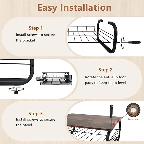 Miniatura 7 de Organizador de escritorio y accesorios para monitor, soporte para monitor con cajón (cajones de 2 niveles) con estante de almacenamiento lateral