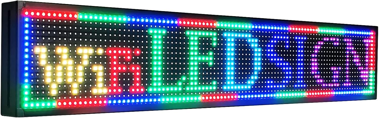 PH10mm LED Sign 40 x 8 inch Outdoor Led Sign Scrolling Message Board RGB Full Color Display with SMD Technology for Advertising and Business