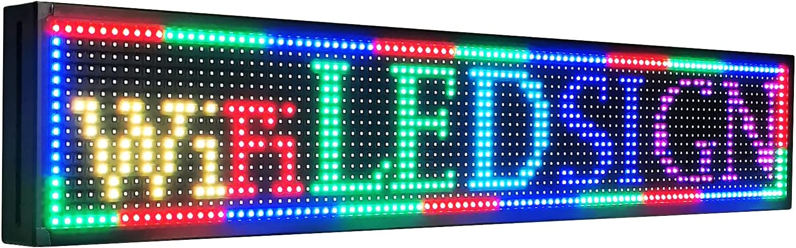 YS Outdoor P10 Programmable Led Sign(40"×8"), WiFi Control Digital Signage Scrolling LED Sign, Advertising Message Board, Led Open Signs for Business,RGB Full Color Display