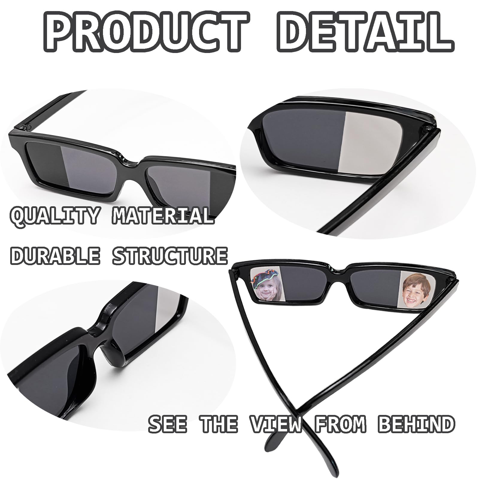 Rear View Mirror Sunglasses Anti Track See Behind You Sunglasses Real Detective Glasses for Escape Room Party Favors Detective Party Supplies (4)