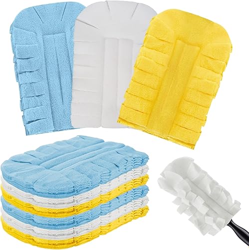 Miniatura 30 de Zubebe 12 piezas de repuesto de plumero de forro polar reutilizables, plumeros planos de plumas, almohadillas de limpieza lavables para múltiples