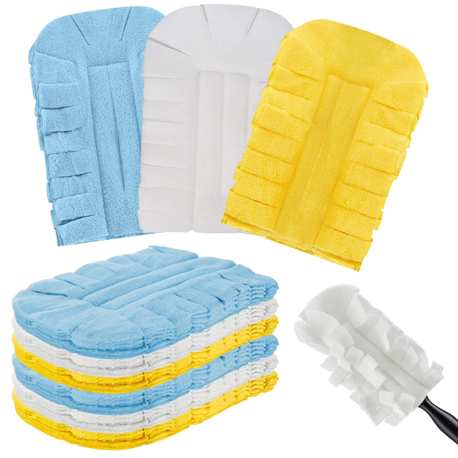 12 Pcs Reusable Duster Refills Washable Pads, Blue, White, Yellow