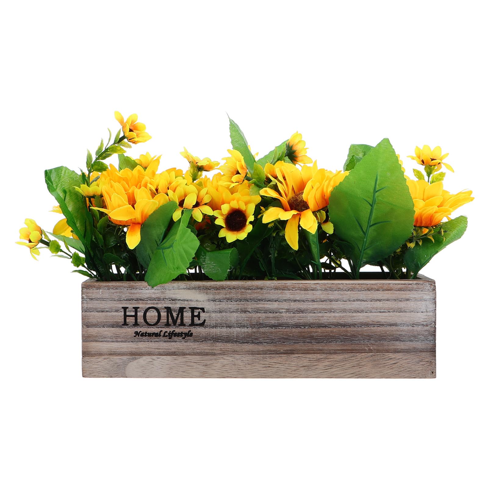 Tournesol artificiel en pot de bois pour une déco de table rustique et chaleureuse