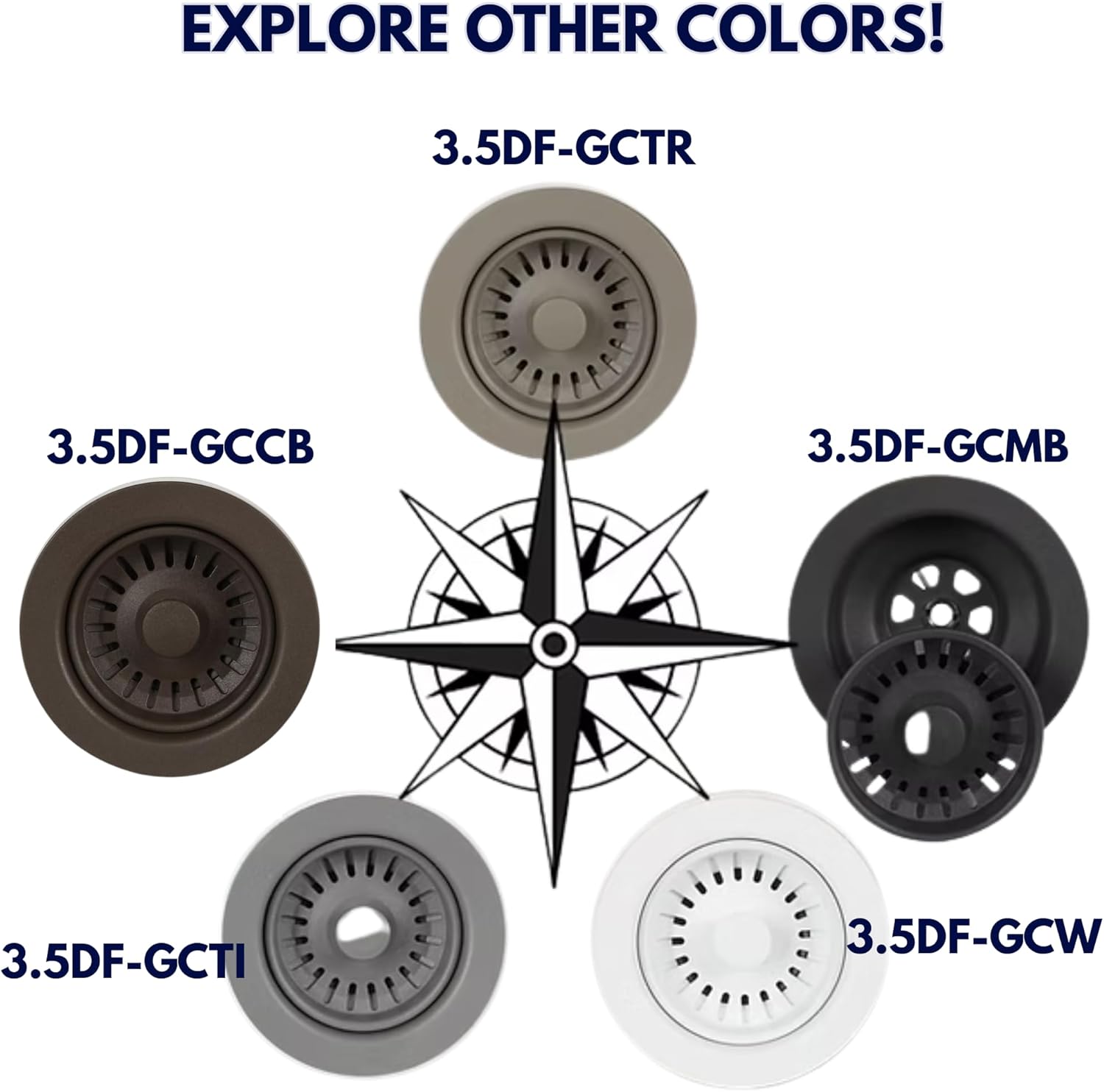 Nantucket Sinks Gray Decorative Trim Ring for Disposal Flange, for Granite Composite Sinks, Made in Italy 3.5DF-GCG