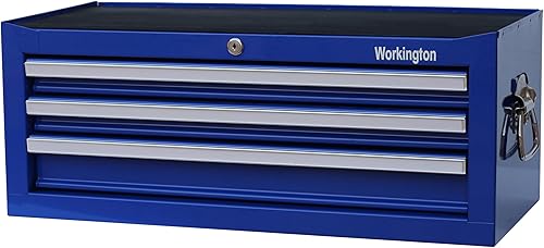 Workington Caja intermedia de metal portátil industrial de 3 cajones, gabinete de herramientas central de 26 pulgadas con rodamiento de bolas,