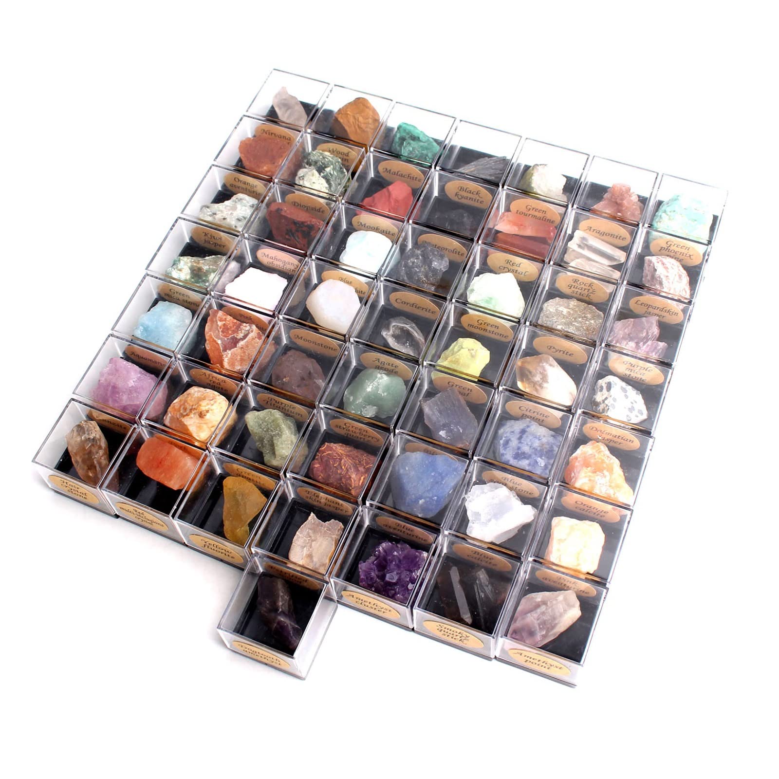 LQYXGS Crystal Stone Home Decor 50Pcs Natural Raw Crystal Set Rough Gems Original Stone Gravel Mineral Specimen W/Gift Box(Rough stone B)