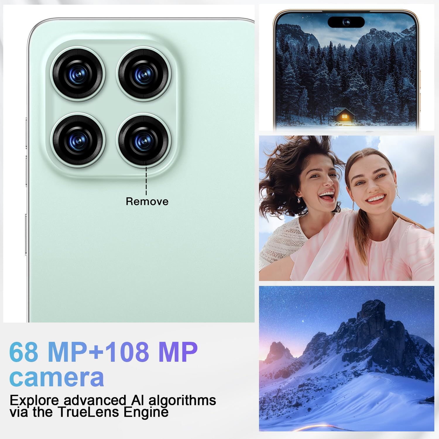 16PROMA X Unlocked Phone, 6.99inch Cell Phone with Android 13 12GB+512GB 7000mAh Long Battery Life, HD Screen Smartphone with Dual SIM, Fingerprint Lock, Face ID, Photos 5G Phone (Green)