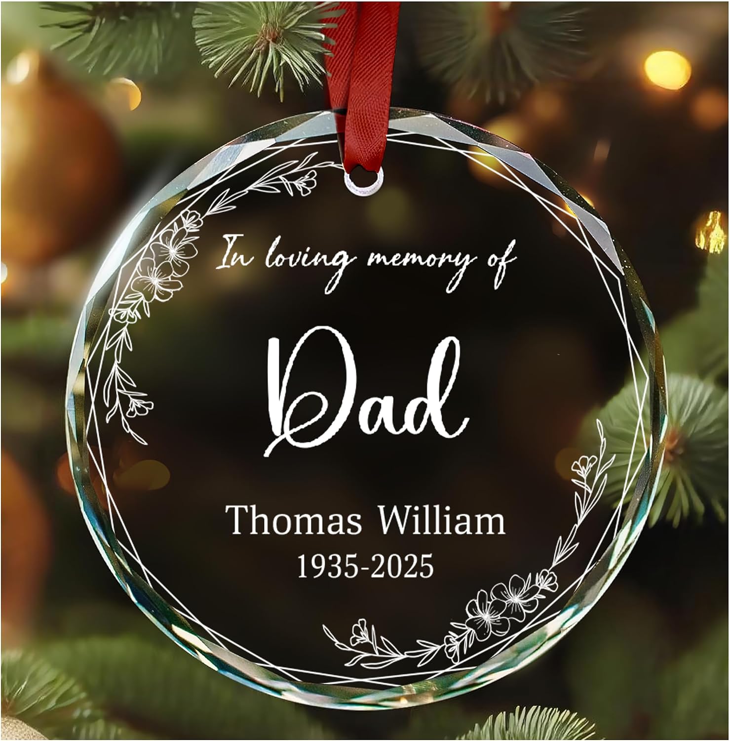 HYTURTLE Personalized Pet Memorial Ornament Gifts Cat Remembrance - Custom Name Loved Crystal Ornaments 3'' - Sympathy Remembrance Gifts for Loss of Cat, Bereavement Gift for Christmas
