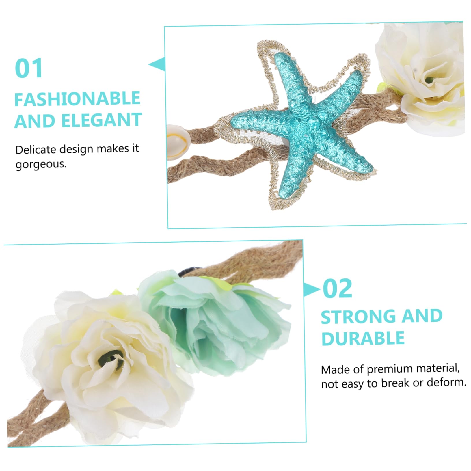 MAGICLULU Lot De 4 Bandeaux Extensibles En Coquillage Style Pour Mariage Plage Accessoires Pour Cheveux Pour Fêtes 2 Pièces X 4