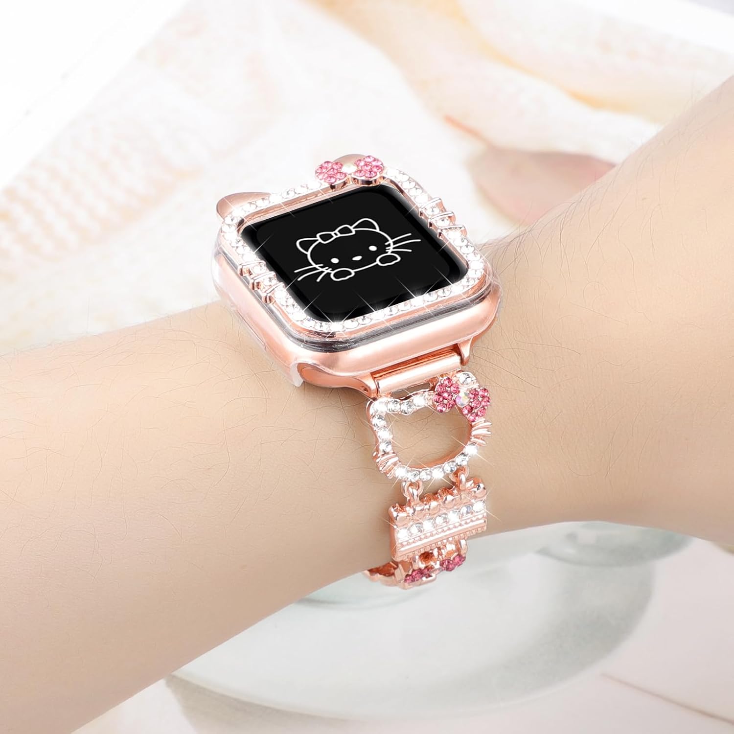 Bling Bracelet Band with Protector Case Compatible with Apple Watch Women image 5