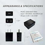 5V1A USB Charger Block for Wall Outlet (UL Certified, Black, 2pcs), 5W Power Adapter Plug for Cell Phones, Tablets, Earphones, Power Banks, Smart Wearables, Toys and More Electronic Gadgets