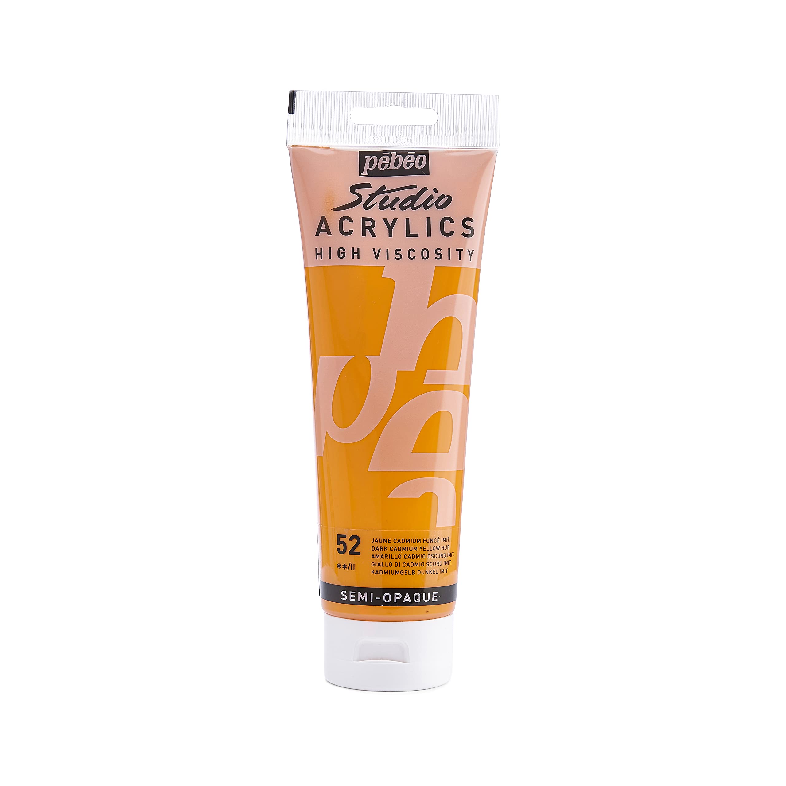 Pébéo 169-052 - Studio Acrylics Fine Paint - Yellow Acrylic - Dark Cadmium Yellow Hue, 250 ml