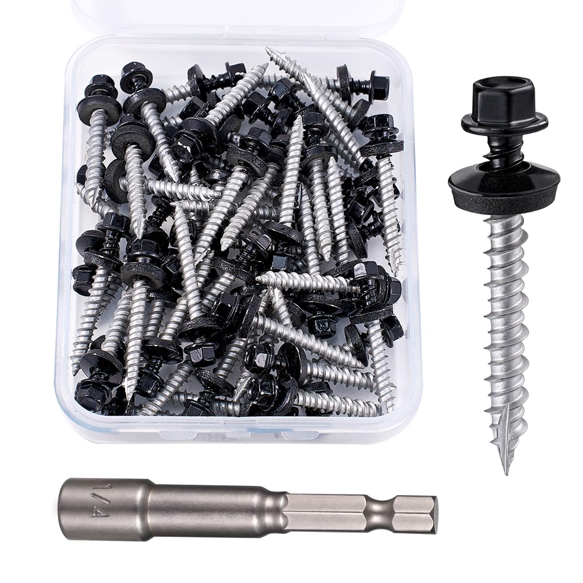 150 Black Roofing Screws - Metal Roof Repair -9