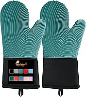 Vista 10 de Manoplas de horno de silicona, resistentes al calor, 500 °F, agarre duradero, antideslizante, manoplas de horno para cocina, resistentes al calor