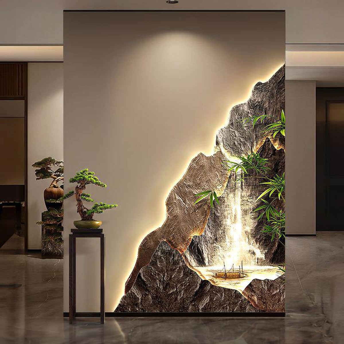 DAJIAYIQI LED Light Decor Wall Art, Creative Landscape Wall Sculptures, Creative Decoration Light for Living Room, Bedroom, Entryway & Office(B,40cm*60cm)