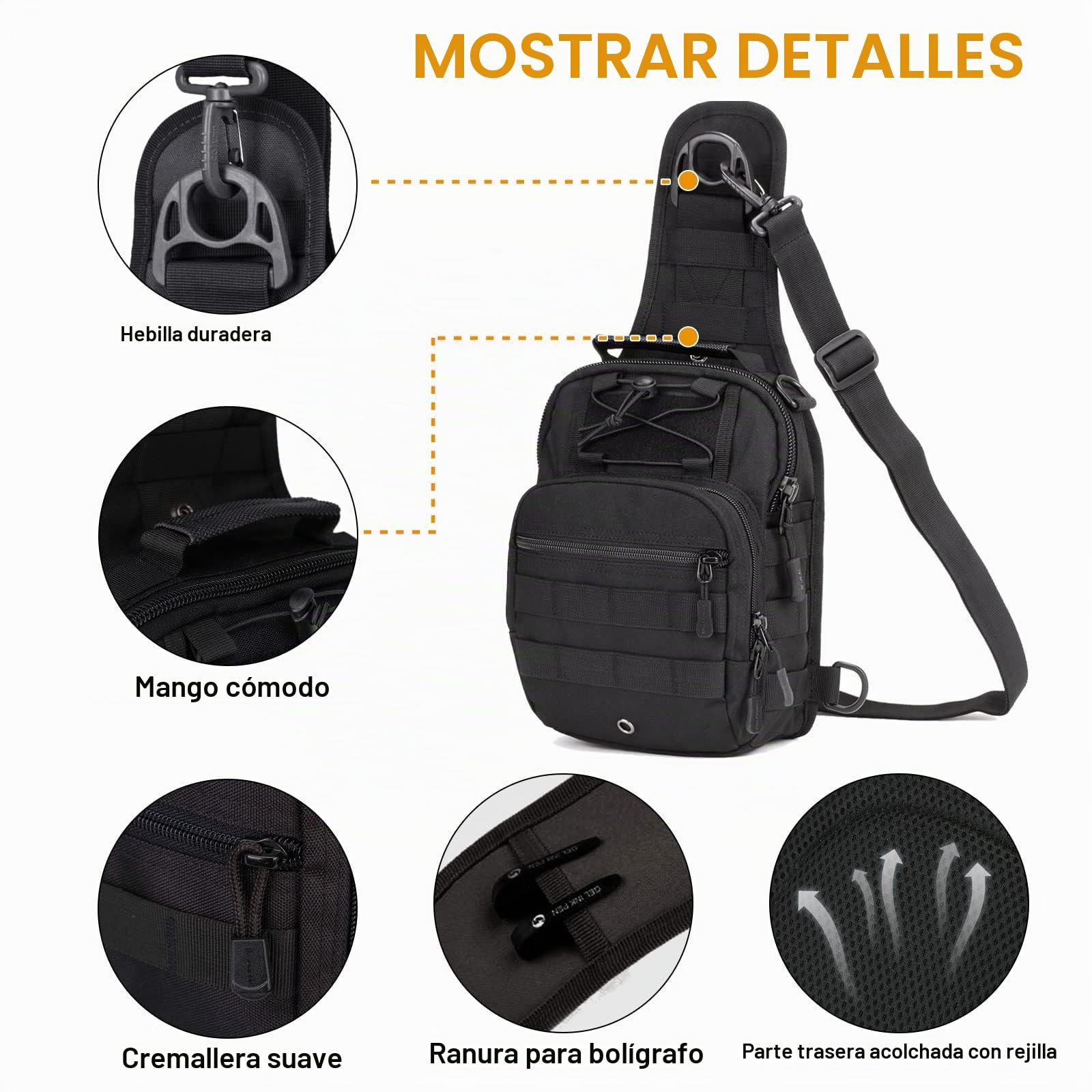 HUNTVP Bandolera Riñonera Hombre Mochila Táctical Militar para Correr Senderismo Ciclismo Camping Caza, Negro/Marrón/Camuflaje