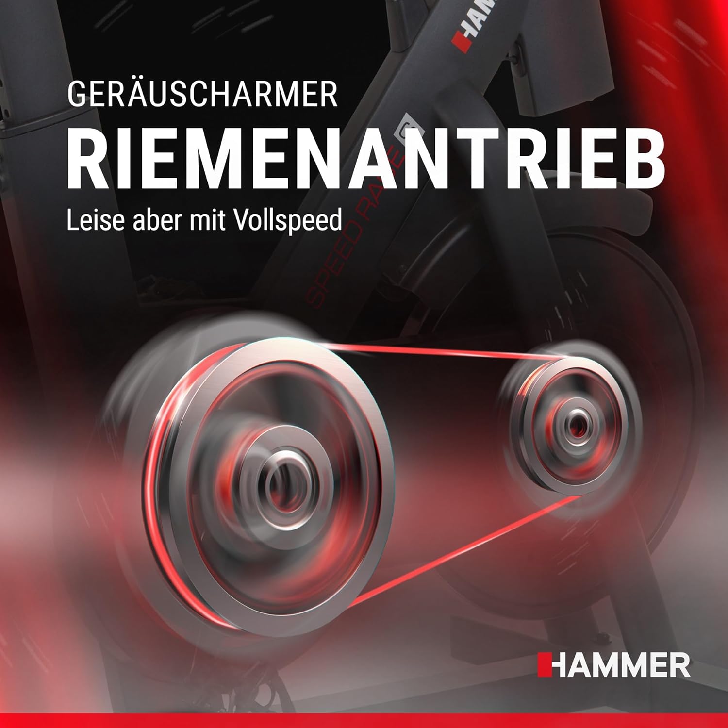 Ilustrace tichého řemenového pohonu HAMMER Speedbike Speed ​​Race S.