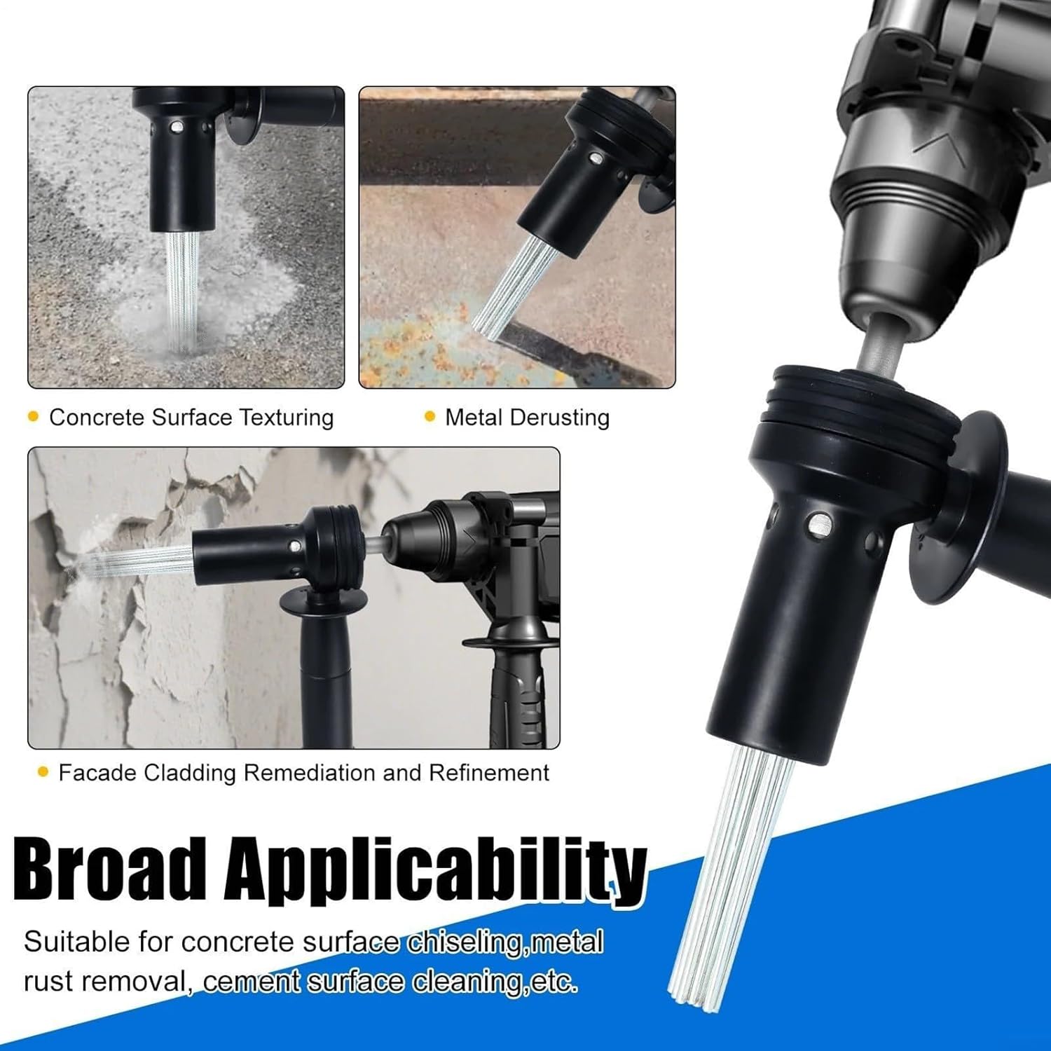 Veasbuu 電動ハンマー用ニードルスケーラーアダプタ,ヘビーデューティ18ニードルアダプタ | コンクリート錆取りクリーナー |