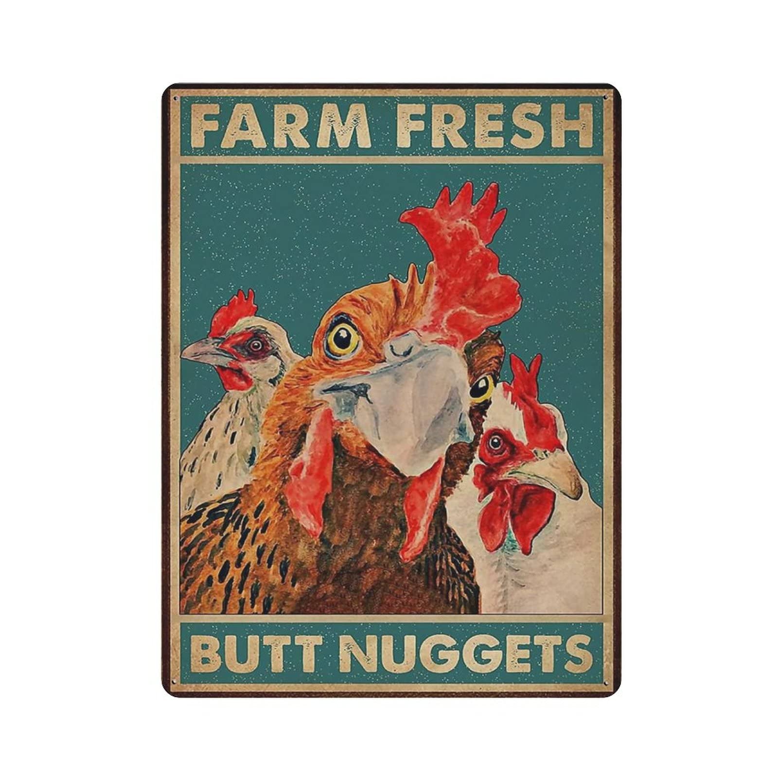 AOOEDM Chicken Coop Farm Fresh Butt Nuggets Metal Signs for Garage Man Cave Bar Kitchen Coffee Tin Sign Nostalgic Wall Decor Signs Vintage Retro Poster