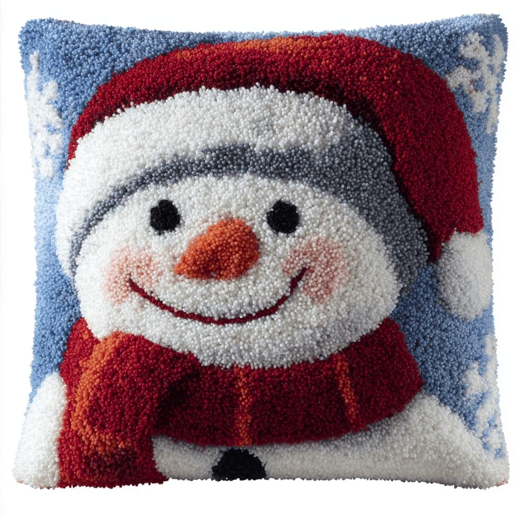 Kitquiver Decor Latch Hook Cushion Kit,Snowman DIY Pillow Cover 43X43Cm