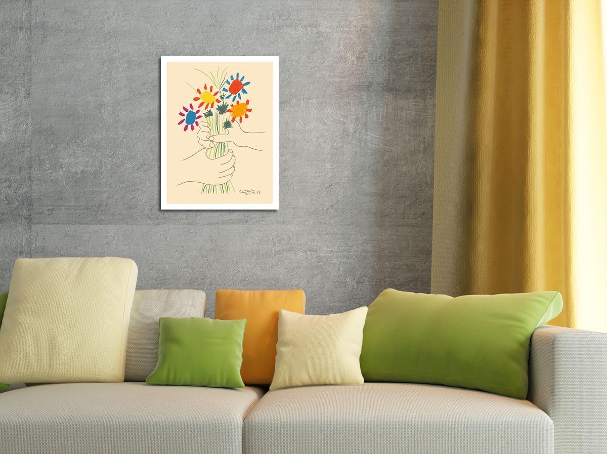 The Bouquet of Flowers (Le Bouquet De Fleurs) - From an Original Color Lithograph by Pablo Picasso c.1958 - Fine Art Rolled Canvas Print 20in x 26in