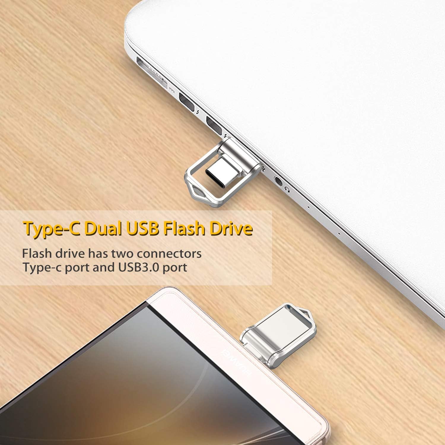 Type C USB Flash Drive 32GB, 3.0 USB C OTG Flash Drives 2-in-1 Thumb Drive Dual Memory Stick USB Data Sharing for Type-C Smart Phone/Samsung Galaxy/MacBook/Tablet/ Google Pixel (Silver 32 GB)