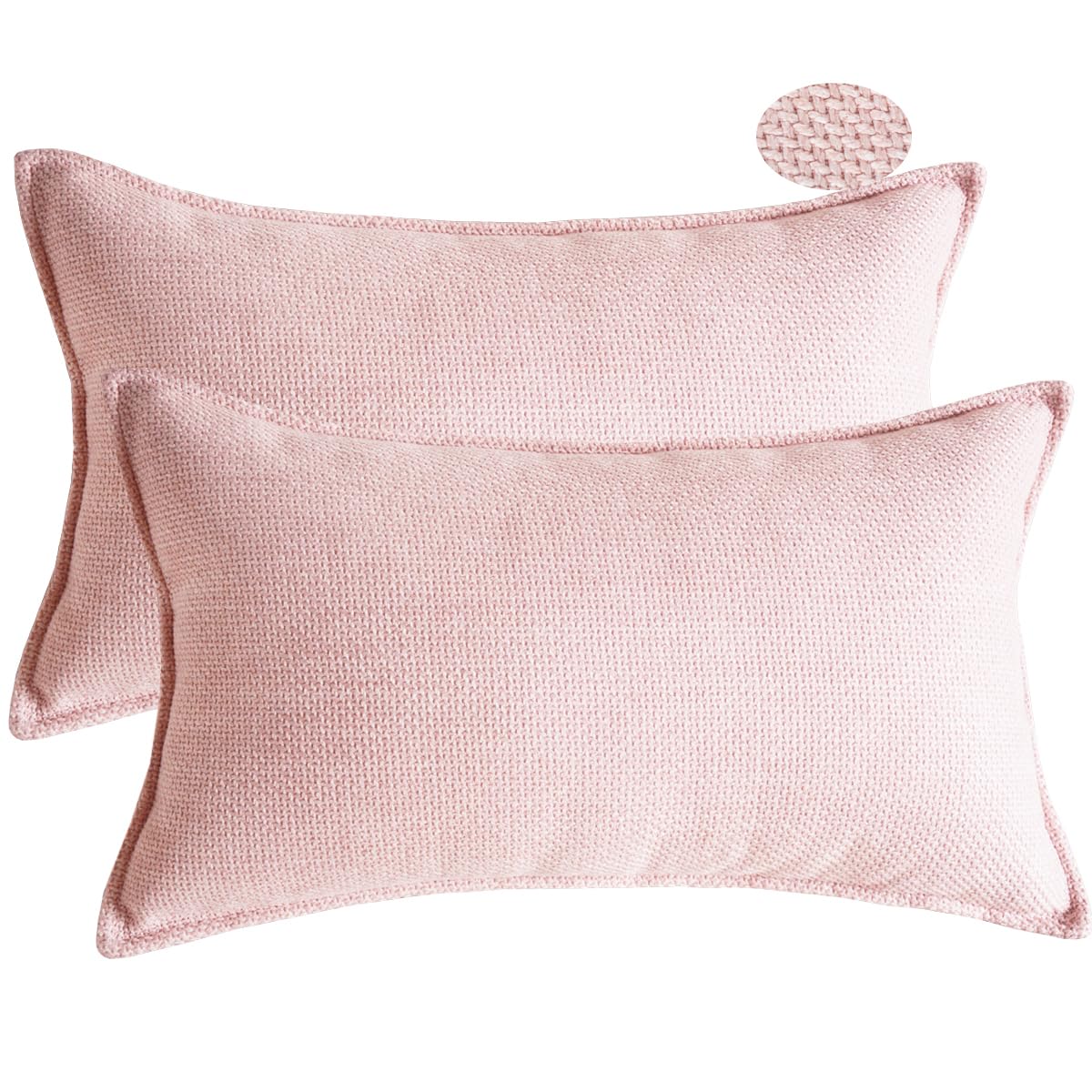 Lutanky Pink Linen Cushion Covers 30 x 50 cm Elegant Rectangle Throw Pillow Covers (Pack of 2) for Sofa Bedroom Home Decoration Oblong Pillowcase with Invisible Zipper 12x20 Inch