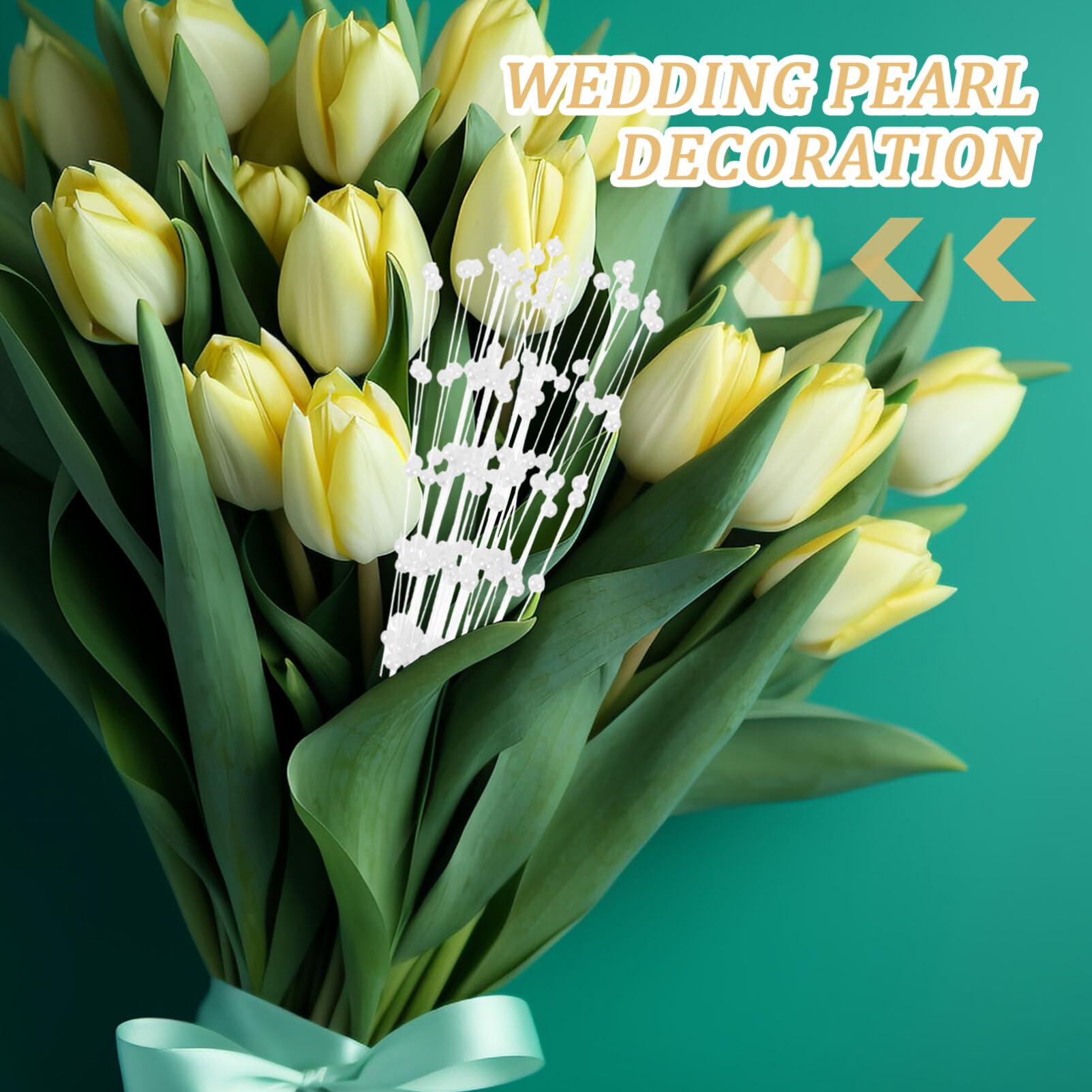 ifundom Pearl Sticks for Flowers: 100pcs Pearl Bouquet Sticks String Bridal Arranging Accessories for Flowers Crafts for Wedding Party Decoration - Image 4