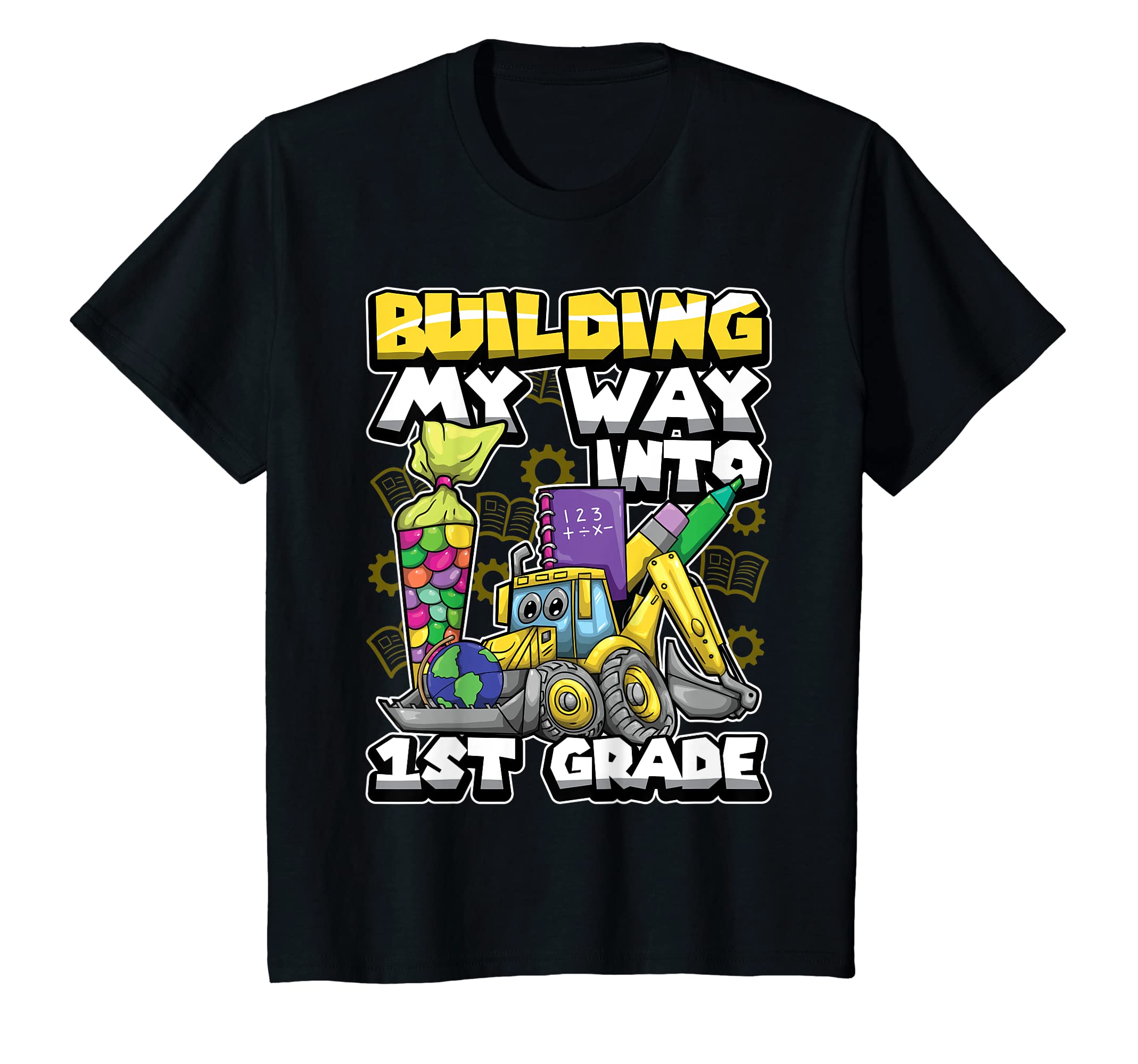 Youth First Grade Excavator Building Truck 1st Day of School T-Shirt