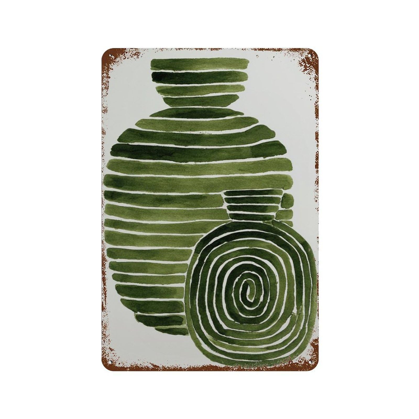 xiaoxiaoshen Abstract Green Vase Modern Botanical Minimalist Nature Wall Decor Art Metal Tin Poster Modern Home Decor Art Home Bar Shop Decorations Vintage Sign 30x20cm