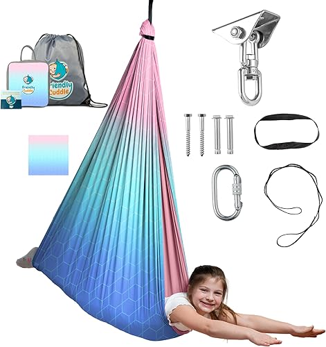 Miniatura 11 de Indoor Sensory Swing for Kids or Outdoor – Holds 300lbs, Double-Layer, & 360° Swivel, Calming Compression Therapy Swing Hammock for Kids & Adults