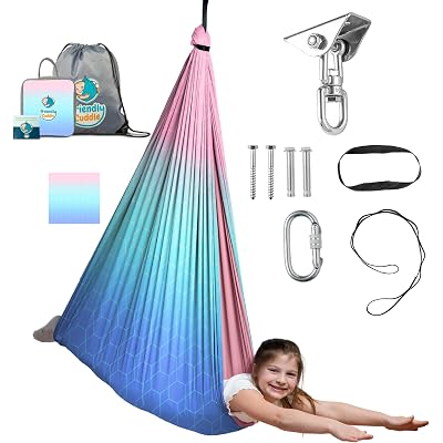Indoor Sensory Swing for Kids or Outdoor – Holds 300lbs, Double-Layer, & 360° Swivel, Calming Compression Therapy Swing Hammock for Kids & Adults with All Hardware – Sensory-Motor Toys & Gifts