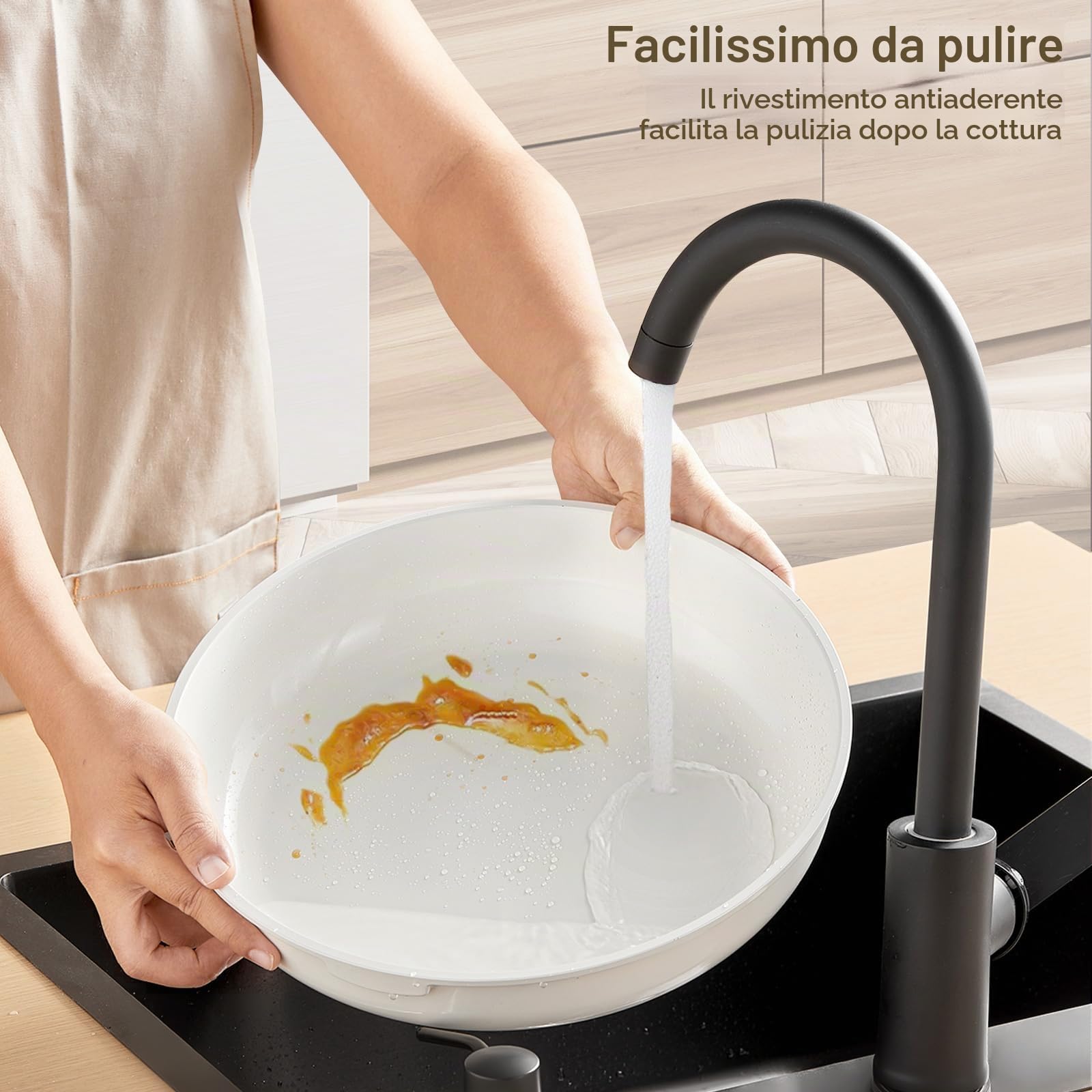 FOHERE Set di pentole e padelle antiaderenti in ceramica con 2 manici rimovibili, set da 16 pentole a induzione con coperchio per tutti i piani cottura, forno e frigorifero