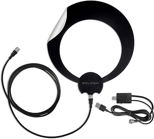 Antennas Direct ClearStream Eclipse - Antena de TV UHF amplificada para interiores, reversible, rango de más de 50 millas, con cable de 12 pies,