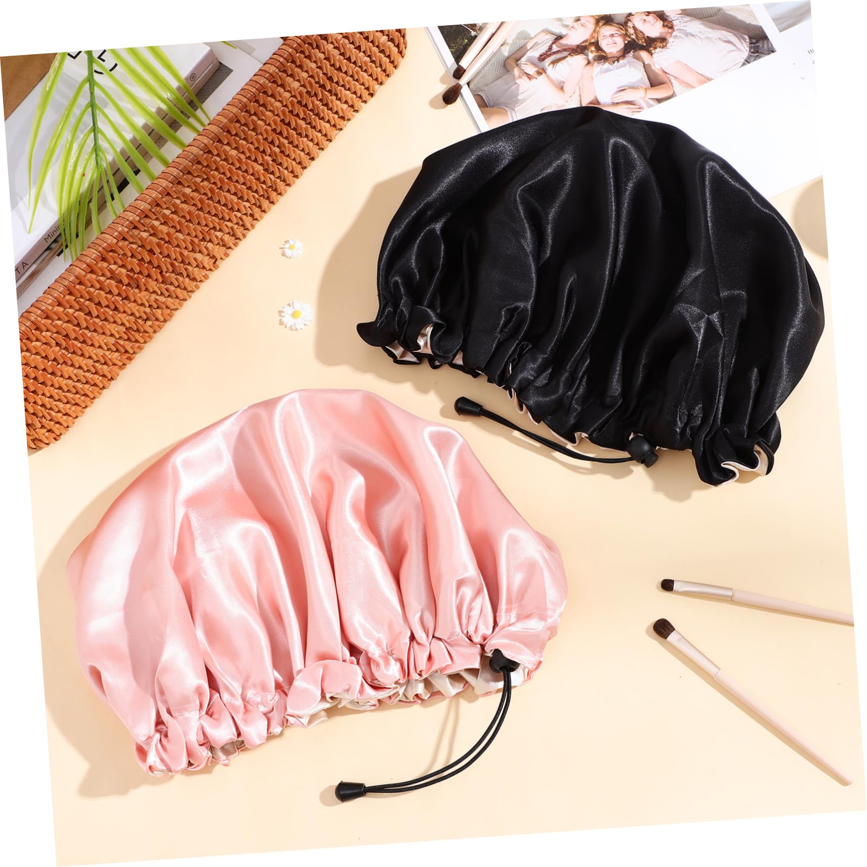 Gorro de Satén para Dormir Ajustable, Paquete de 4, Ligero y Portátil