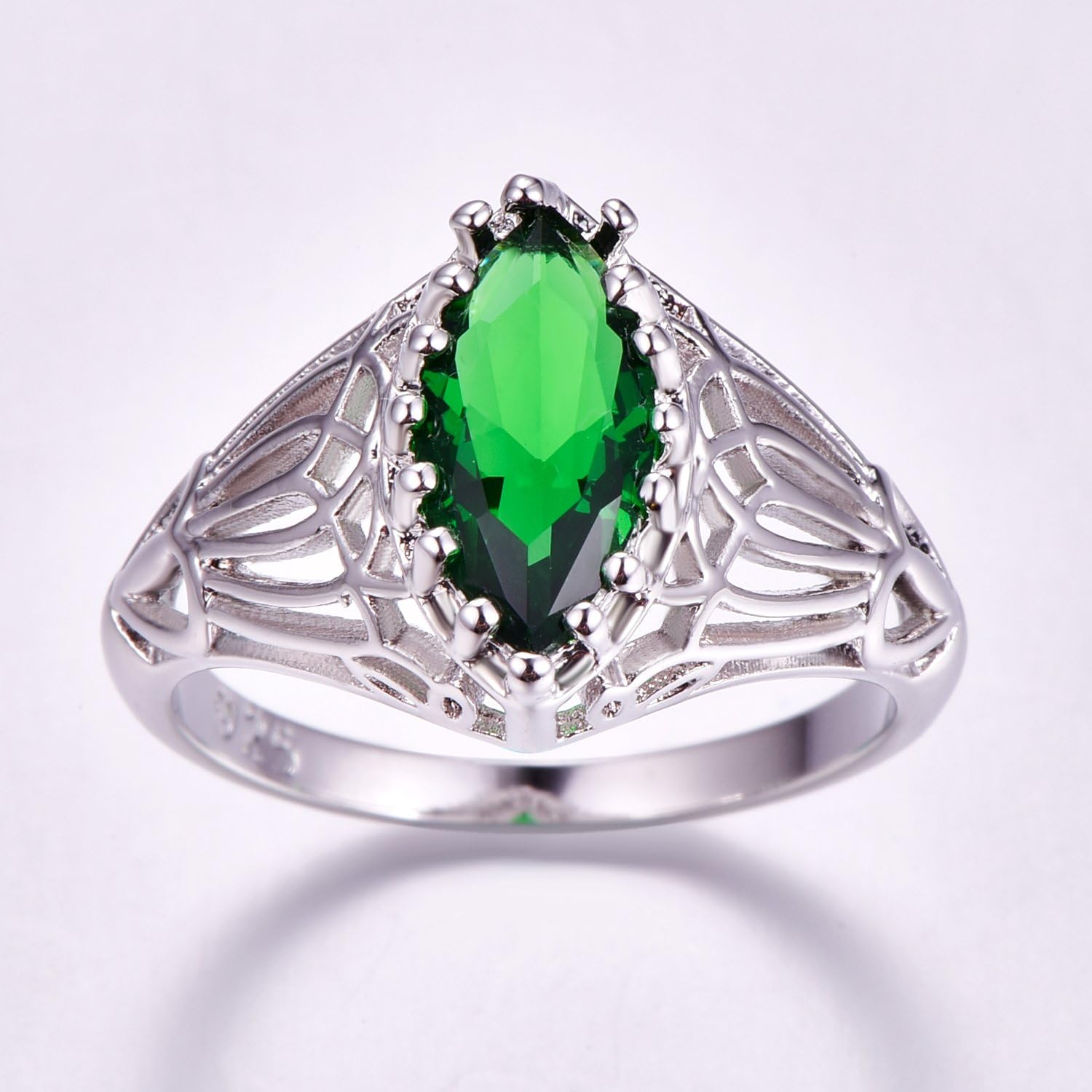 Psiroy 925 Sterling Silver Plated Simulated Blue Topaz Marquise Engagement Ring for Women - Image 4