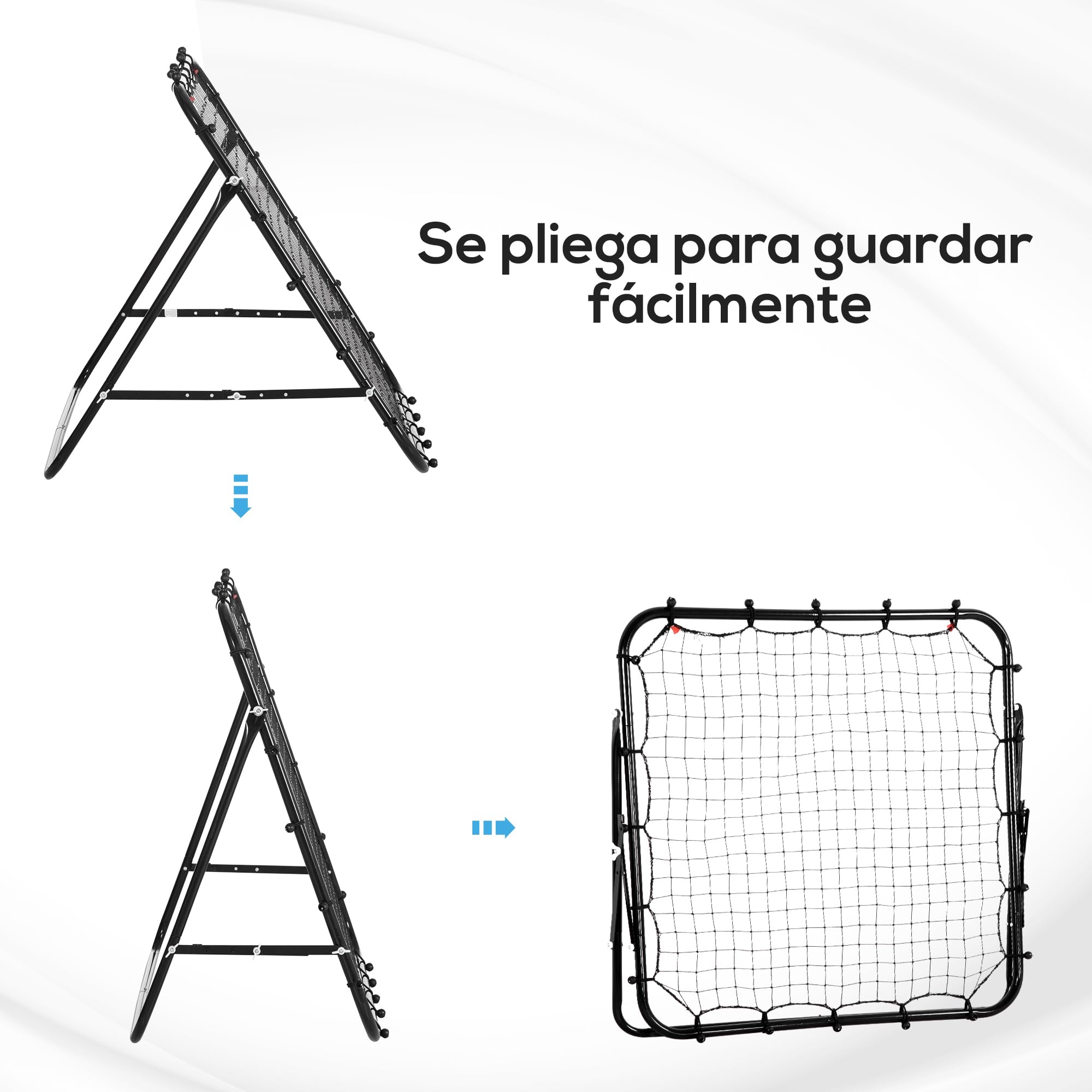 HOMCOM Red de Béisbol Red de Rebote Reboteador de Metal con Ángulo Ajustable y 20 Cuerdas Elásticas para Entrenamiento de Fútbol Tenis Deportes 96x80x96 cm