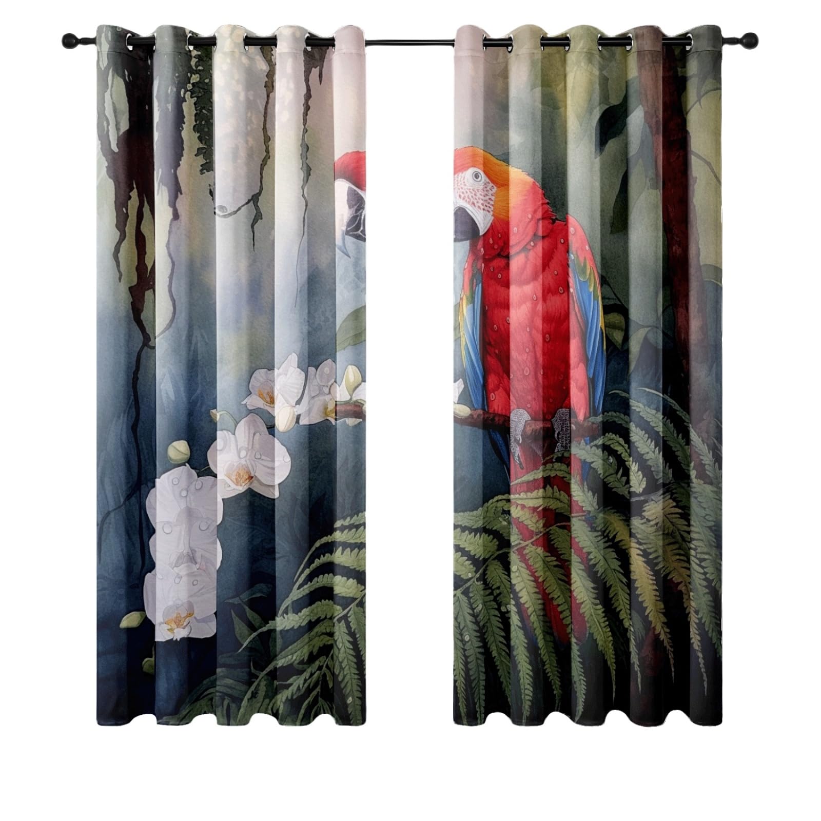 Rideau occultant animaux tropicaux rouge 2x75x166cm pour chambre et salon
